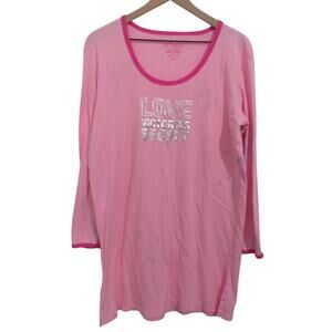 Victoria's Secret Womens Sz M Pink Long Sleeve Nightshirt Soft Comfortable Sleep